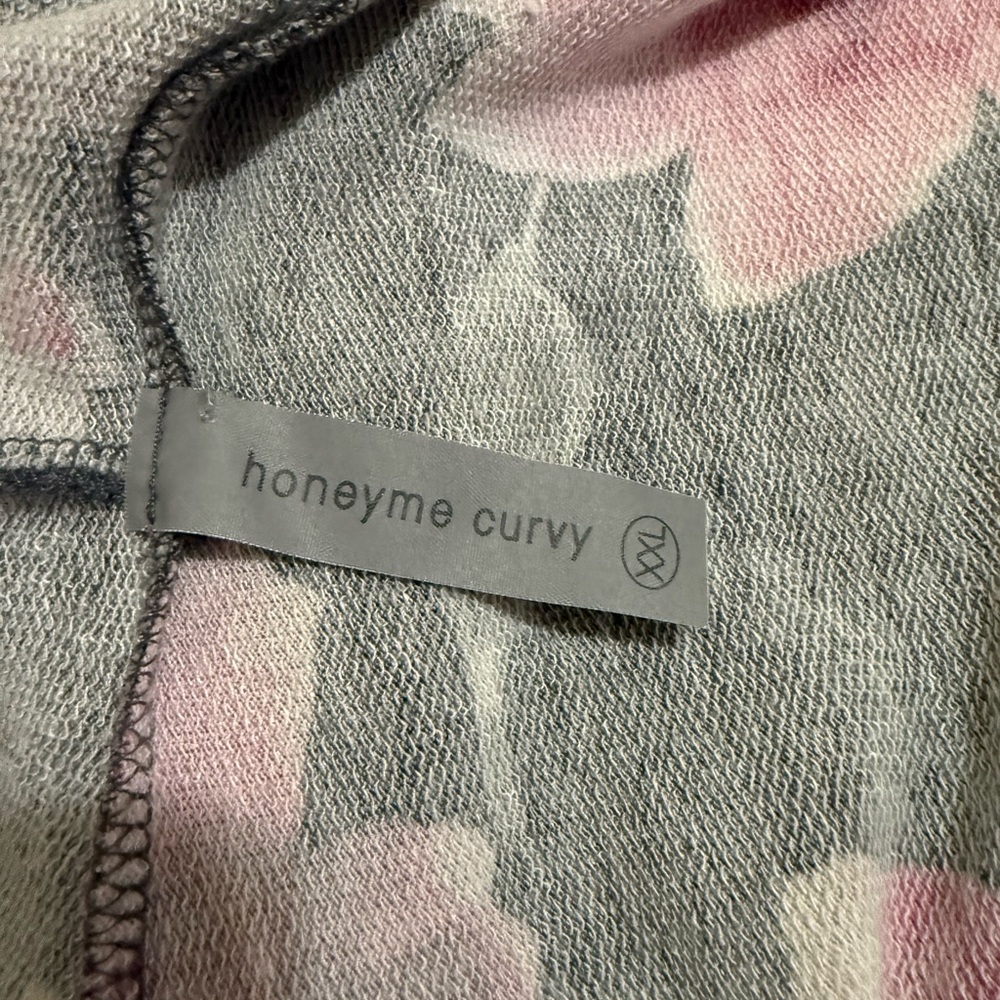 Honeyme Floral Hoodie in Gray and Pink. PTP 24. - Picture 3 of 3